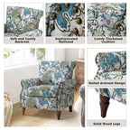 Araceli traditioneller gepolsterter Holzsessel mit Blumenmuster, Ohrenlehnen und Ziernägeln | ART OF LIVING DESIGNS