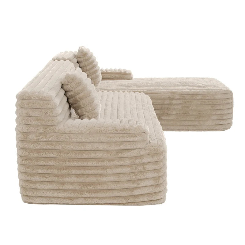 Modułowa sofa narożna Cloud, nowoczesna tapicerowana kanapa z 2 poduszkami dekoracyjnymi, dowolnie konfigurowana, w kształcie litery L