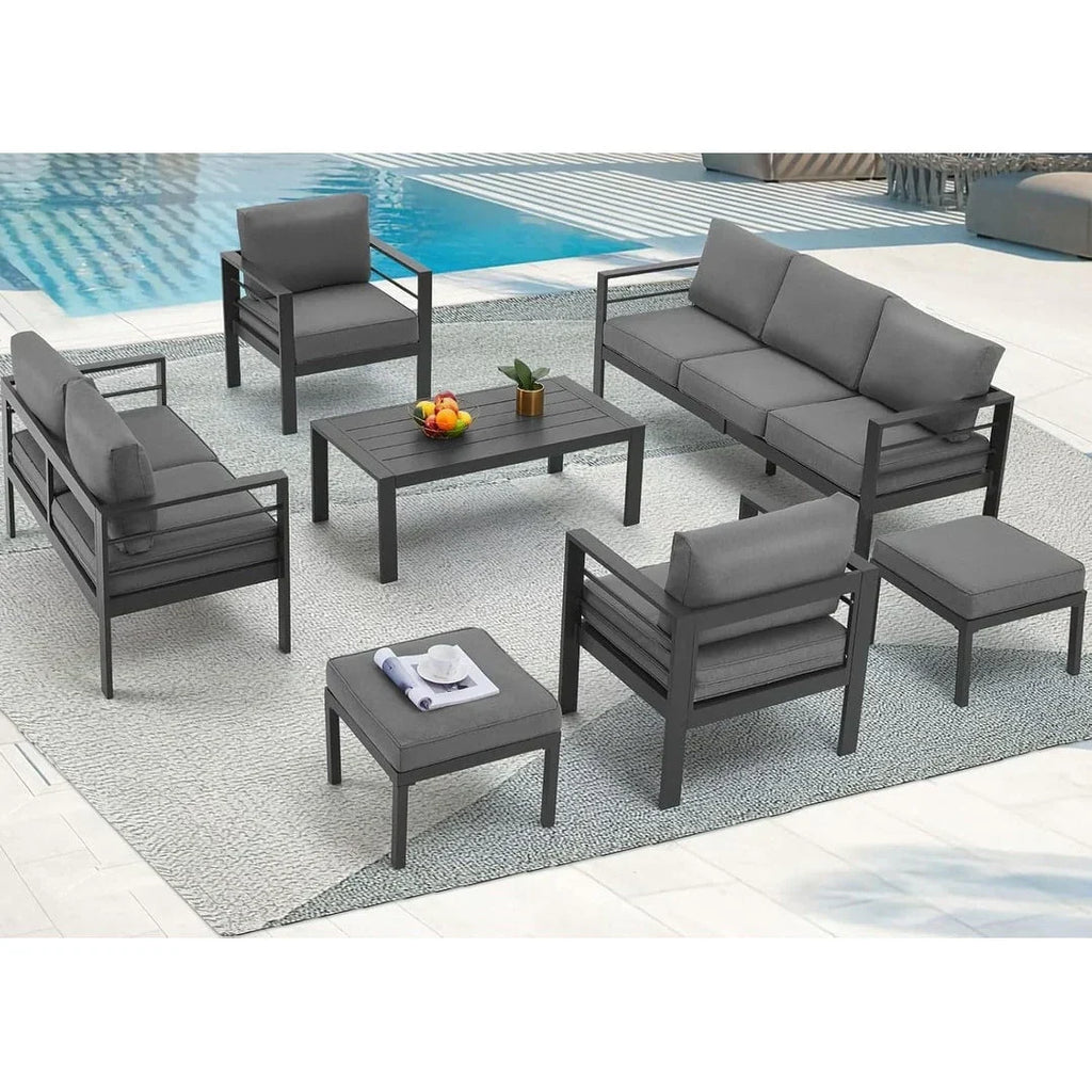 AECOJOY 7-teiliges Gartenmöbelset aus Aluminium für draußen