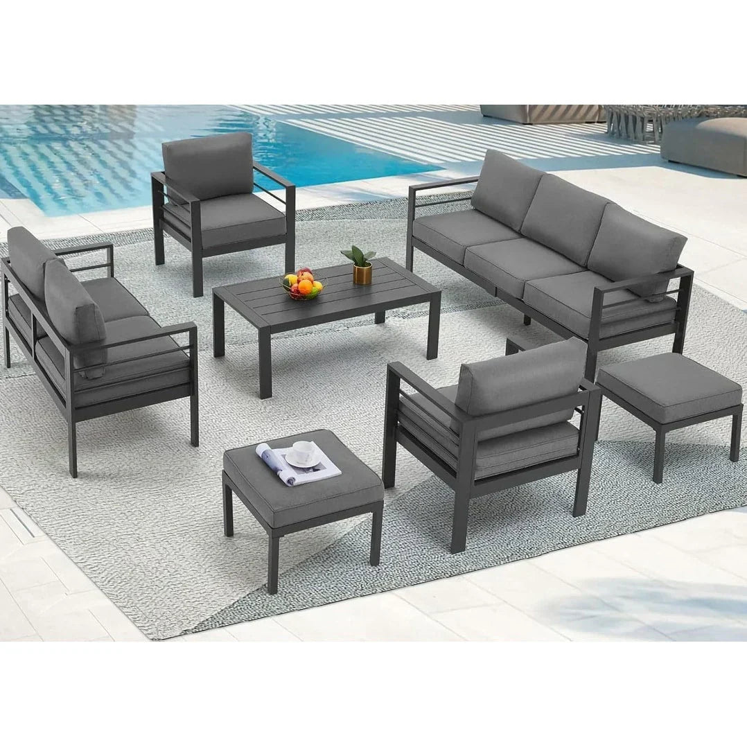 AECOJOY 7-teiliges Gartenmöbelset aus Aluminium für draußen