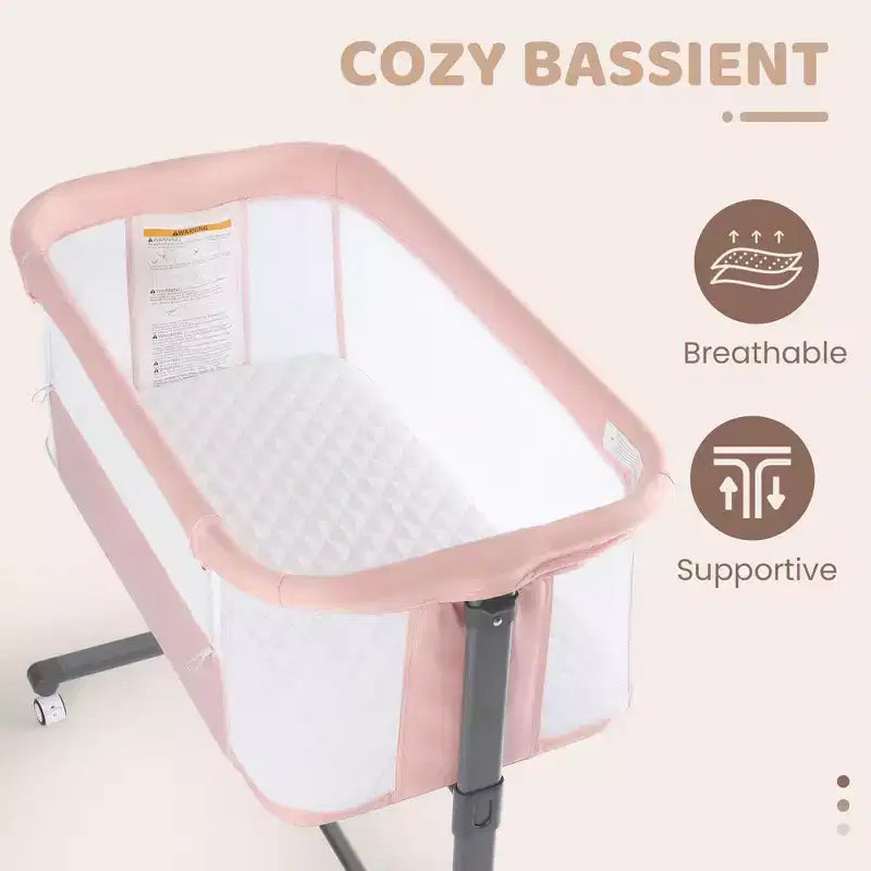Culla per neonati con ruote ?? beige / grigio / rosa, culla co-sleeping, per 1 neonato