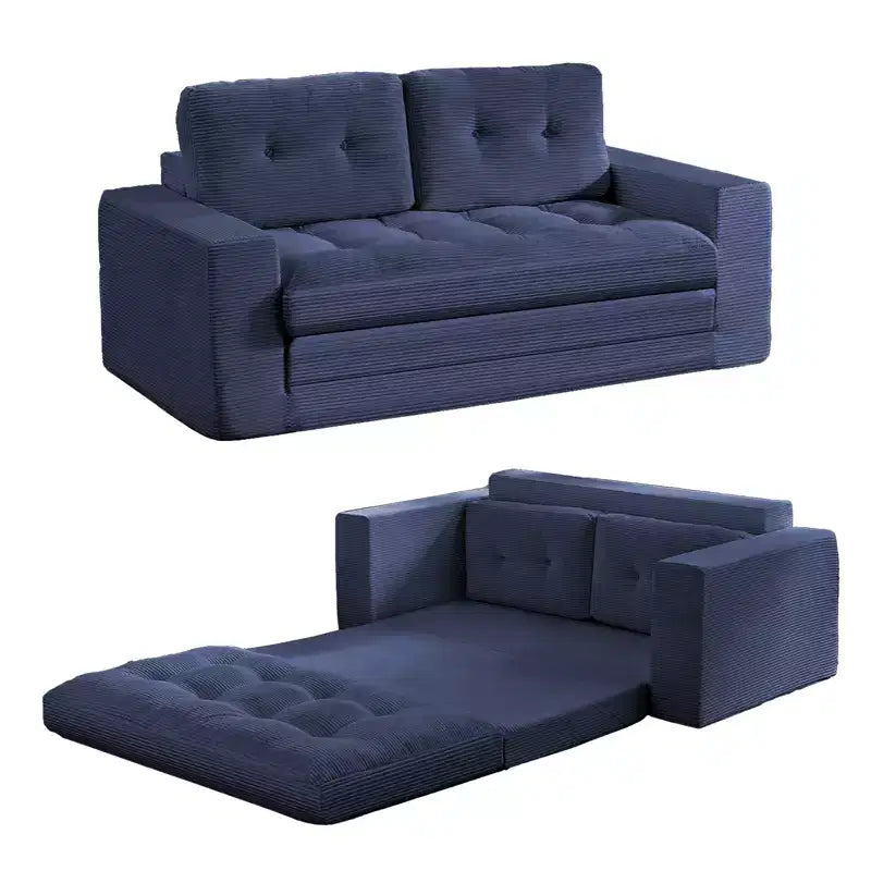 Rozkładana sofa-futon Mjkone 2 w 1 o szerokości 71', tapicerowana tkaniną sztruksową, z pikowanymi guzikami, dwuosobowa sofa z funkcją spania, oszczędzająca miejsce