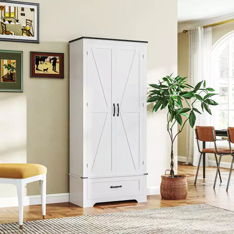 Dispensa HOMCOM in stile rustico da 72 con ante a fienile, mobile alto da cucina con ripiani regolabili e cassetto