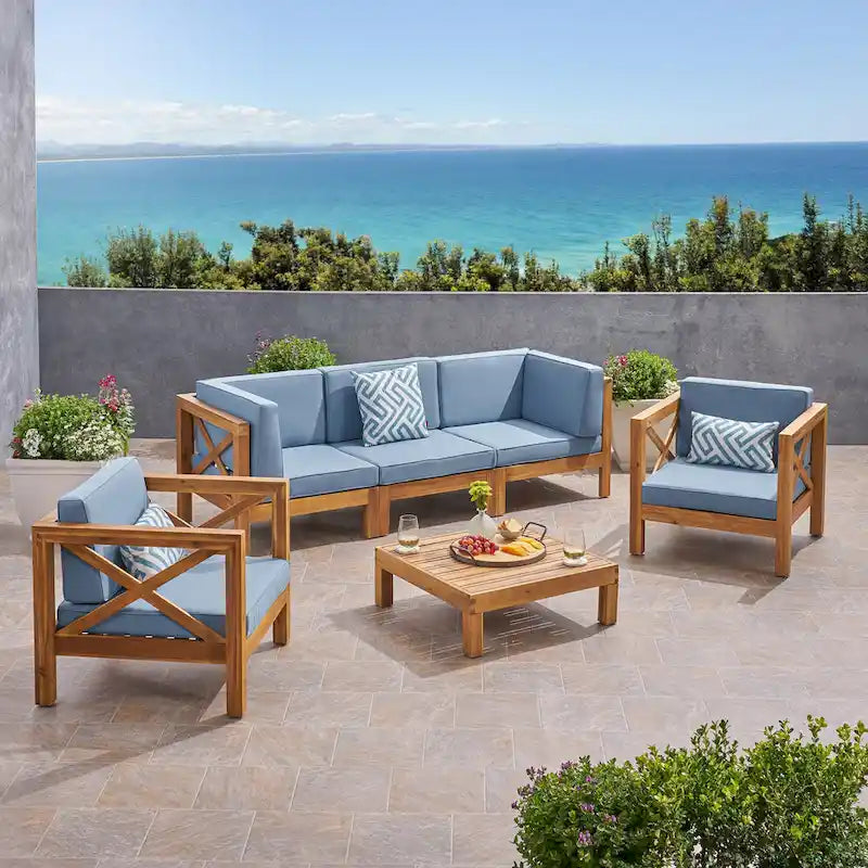 6-teiliges Outdoor-Sitzgruppen-Set aus Akazienholz Brava von Christopher Knight Home