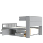 Lit plateforme capitaine une place/deux places avec 4 tiroirs et étagères de rangement, cadre en bois massif avec tête de lit bibliothèque et rangements