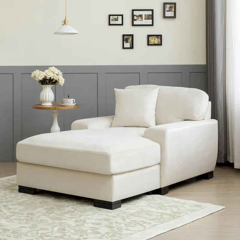 Modernes übergroßes Chaiselongue-Schlafsofa im Mid-Century-Stil mit Kissen