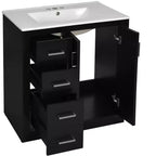 30 Badezimmer-Waschtischunterschrank mit einem Waschbecken, Schrank und 3 Schubladen ??Schwarz / Blau / Grün / Indigo / Weiß