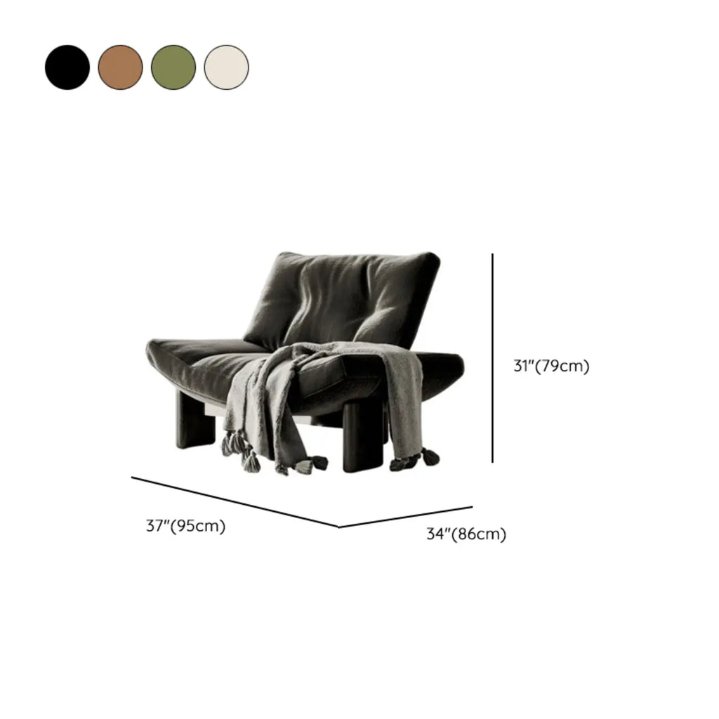 Fauteuil d'appoint contemporain noir en chenille capitonnée sans accoudoirs