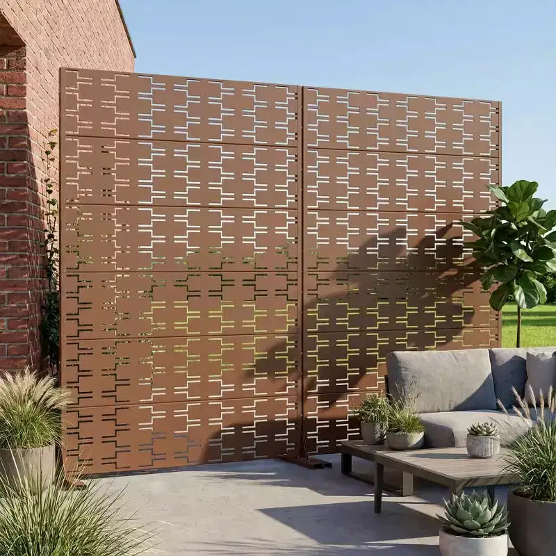 MAYEERTY Brick 01 brauner Raumteiler aus verzinktem Stahl, 72x47x16, 6-teiliger, beidseitiger rostfreier Sichtschutz