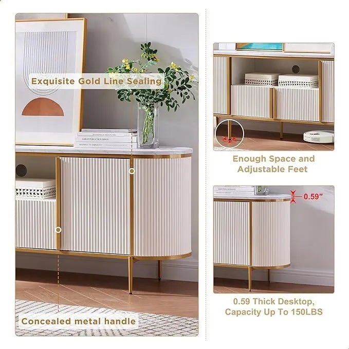 Moderne luxe tv-meubel, entertainmentmeubel met imitatiemarmeren blad