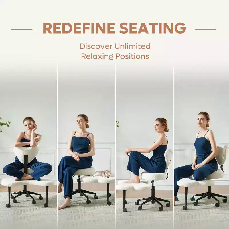 Sedia da ufficio ergonomica Pinmoco a gambe incrociate, sedia da meditazione regolabile in altezza, girevole a 360, con supporto lombare, per attività e ufficio, sedia per ADHD
