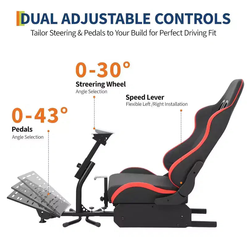 Cockpit pliable pour simulateur de course, support de volant réglable pour G29/G920/G923, compatible avec Thrustmaster, Fanatec, Hori et Mad Catz, angle des pédales réglable