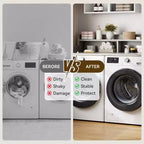 Wood Washer and Dryer Topper, 54 Laundry Countertop with 2-Tier Storage Shelf, Anti-Slip Work Surface with Guardrails for Laundry Organization