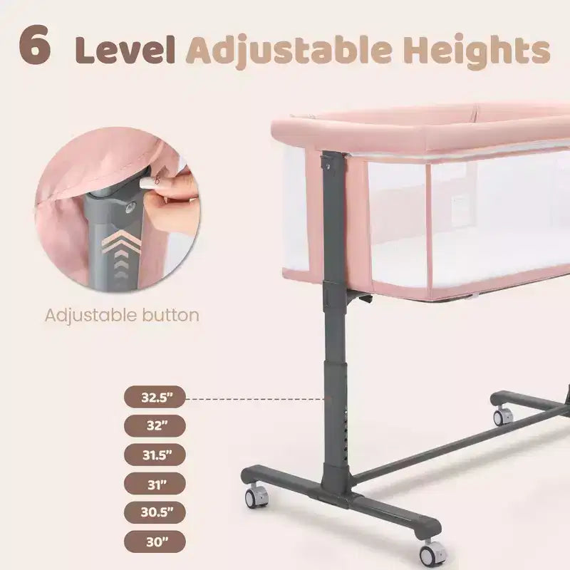Culla per neonati con ruote ?? beige / grigio / rosa, culla co-sleeping, per 1 neonato