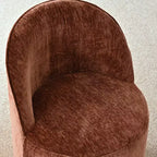 Conjunto de jantar moderno para 6 pessoas, mesa redonda com pé central, cadeiras giratórias tipo barril com rodas, chenille texturizado - Panipeachy