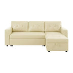 Convertible Reversible Sectional Sofa with Pull-Out Sleeper Bed, Hidden Storage Chaise, and Durable Legs