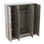 Viertüriger Kleiderschrank aus Holz mit Kleiderstange, 1 Schublade und Einlegeböden