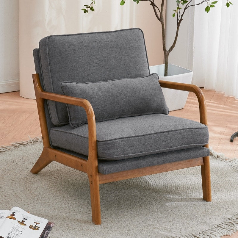 Gestoffeerde accentstoel in midcenturymoderne stijl