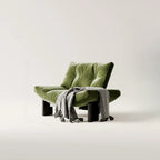 Fauteuil d'appoint contemporain noir en chenille capitonnée sans accoudoirs