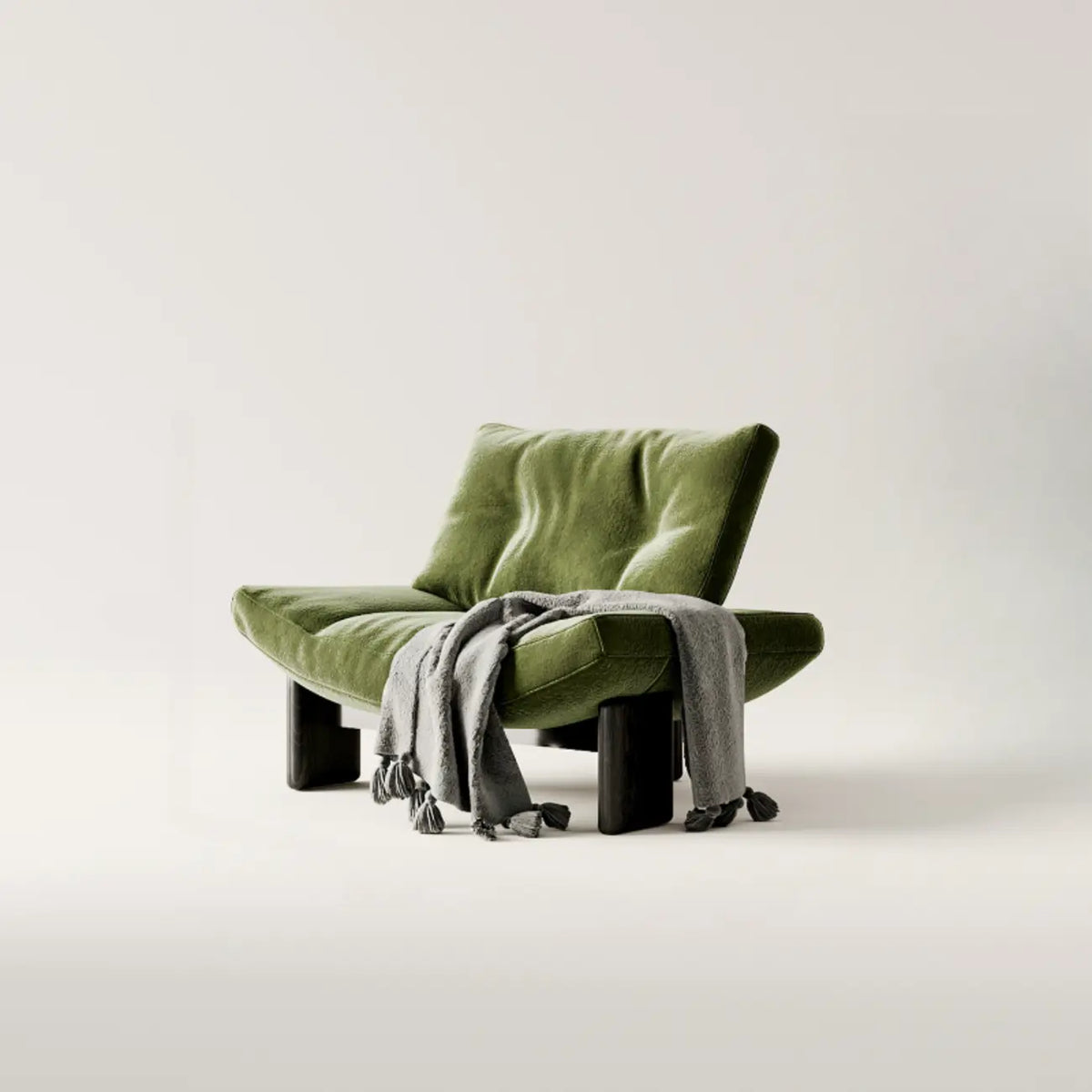 Fauteuil d'appoint contemporain noir en chenille capitonnée sans accoudoirs