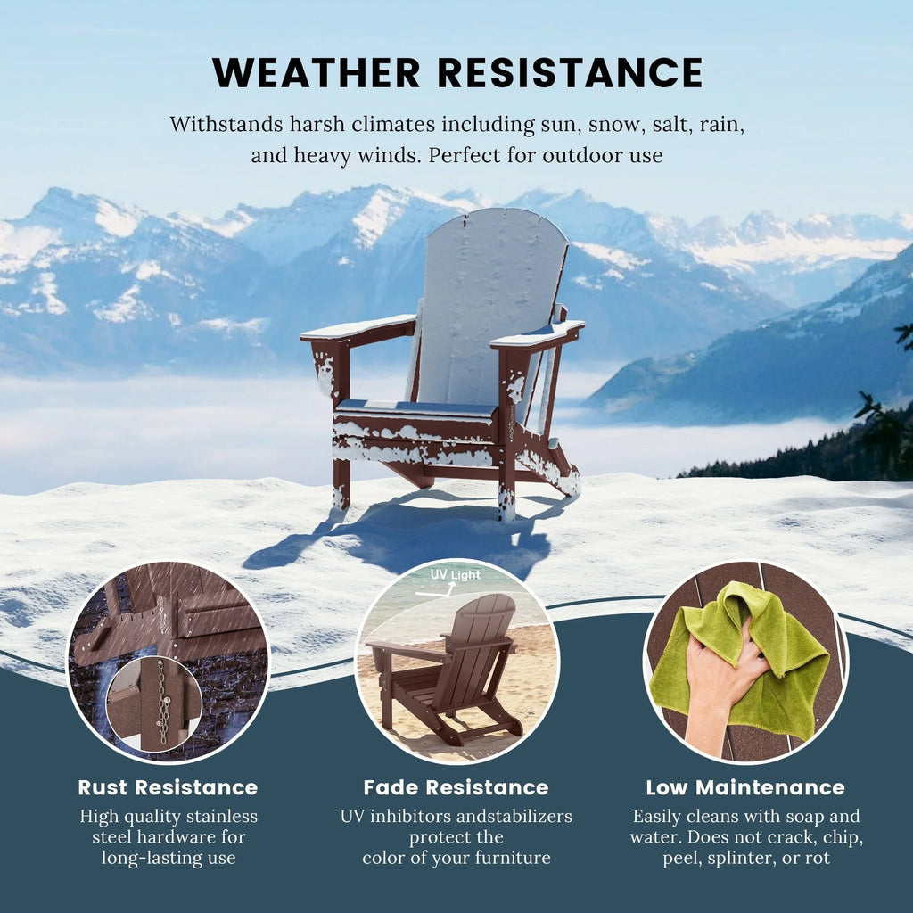 Polytrends Laguna Adirondack-Klappstuhl für die Terrasse, lichtecht und wetterbeständig