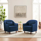 Set van 2 accentfauteuils van 28.34W, fluwelen kuipstoel met poten van massief hout