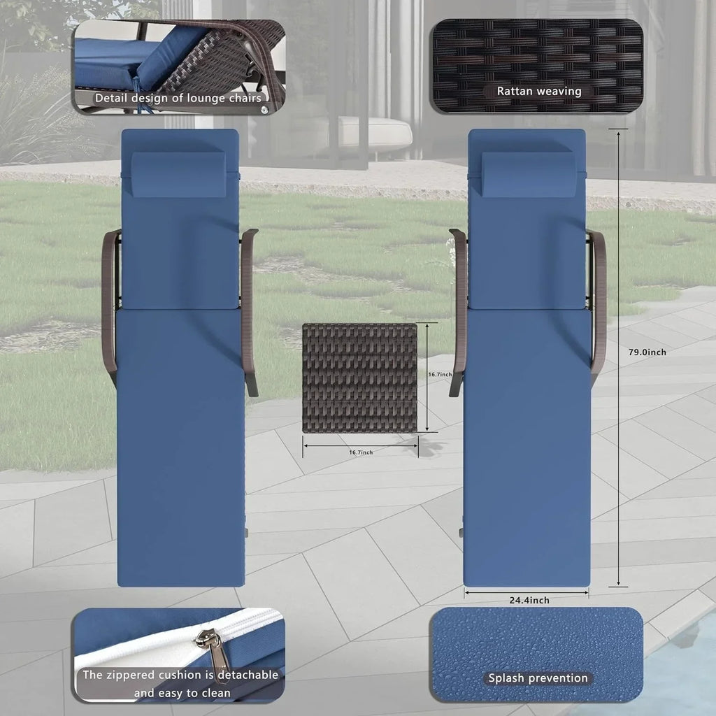 Conjunto de 3 espreguiçadeiras de exterior Kullavik
