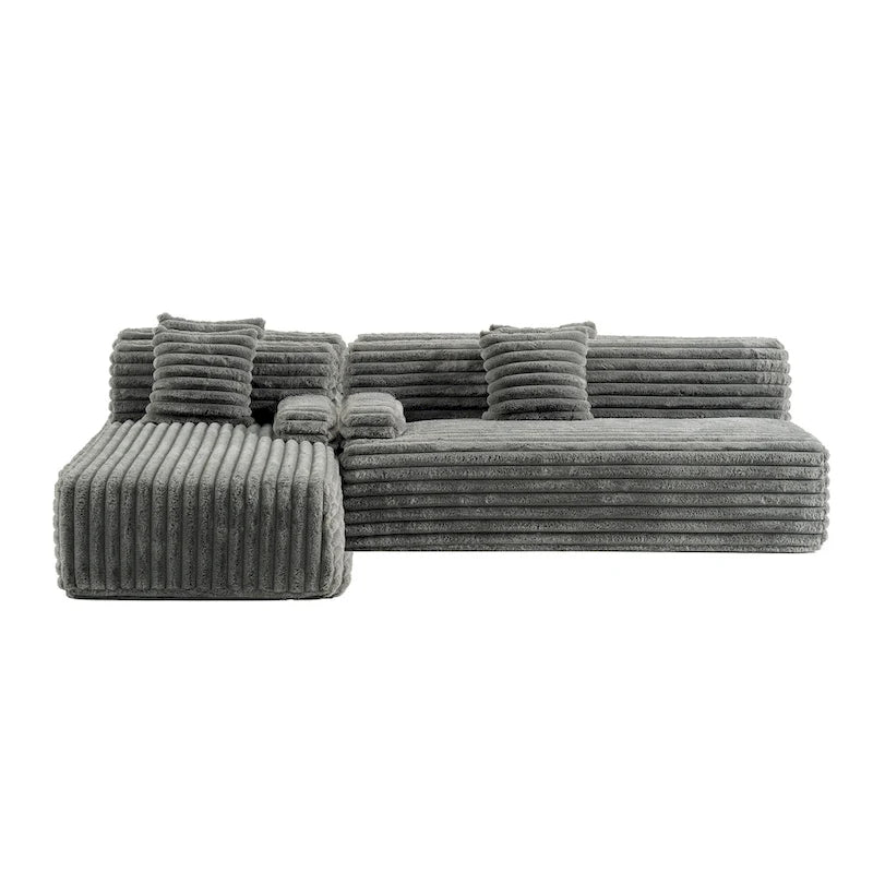 Modułowa sofa narożna Cloud, nowoczesna tapicerowana kanapa z 2 poduszkami dekoracyjnymi, dowolnie konfigurowana, w kształcie litery L