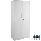 VEVOR metalen opbergkast, afsluitbare stalen kast met 2 magnetische deuren en 4 verstelbare planken, metalen kast van 71' met draagvermogen van 200 lbs, wit