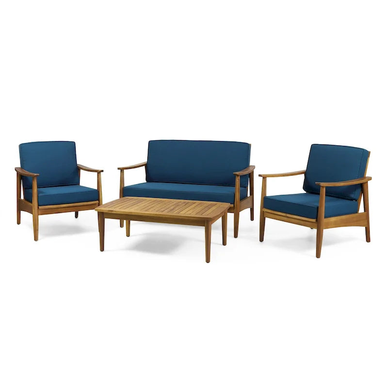 Willowbrook Outdoor Acacia Wood 4 Seater Chat Set by Christopher Knight Home