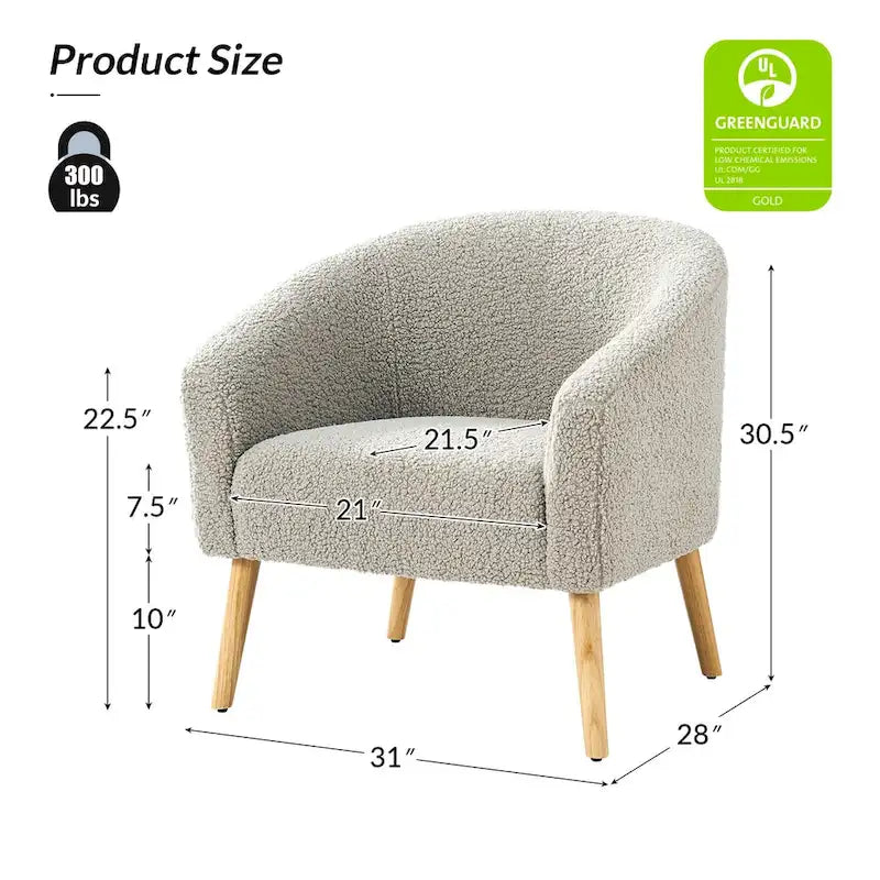 Sheila moderner Bouclé-Sessel, 30 W, mit Massivholzbeinen, 2er-Set von HULALA HOME