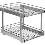 Ausziehbarer Schrankorganizer mit 2 Ebenen, robustes Metall, eingeschränkte lebenslange Garantie - rostbeständige Chromoberfläche
