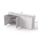 59 moderner Spiralen-Sideboardschrank, flacher kunstvoller Aufbewahrungsschrank für den Eingangsbereich mit Türen in 3D-Wellenoptik