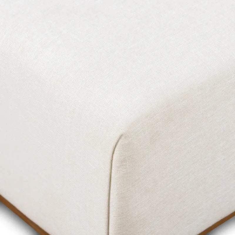 Pouf Jarmo Poly & Bark avec tablette en noyer réglable - cuir italien véritable pleine fleur
