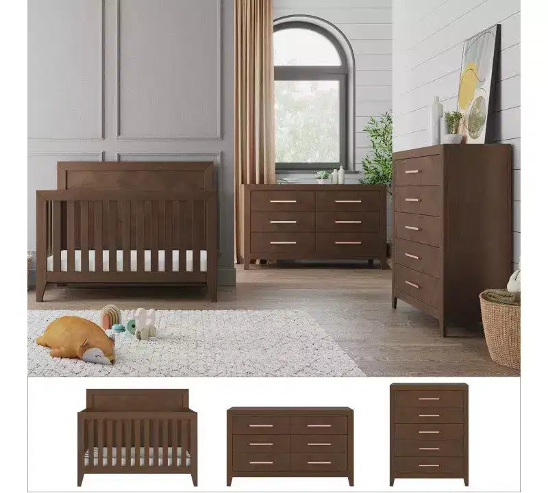 Child Craft Kieran kinderkamerset, 3-delig, met ledikant, dubbele ladekast en commode; inclusief 4-in-1 omvormbaar ledikant
