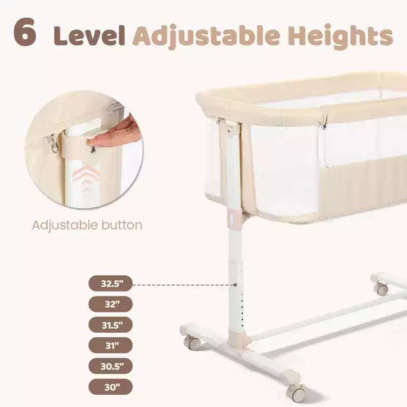 Culla per neonati con ruote ?? beige / grigio / rosa, culla co-sleeping, per 1 neonato
