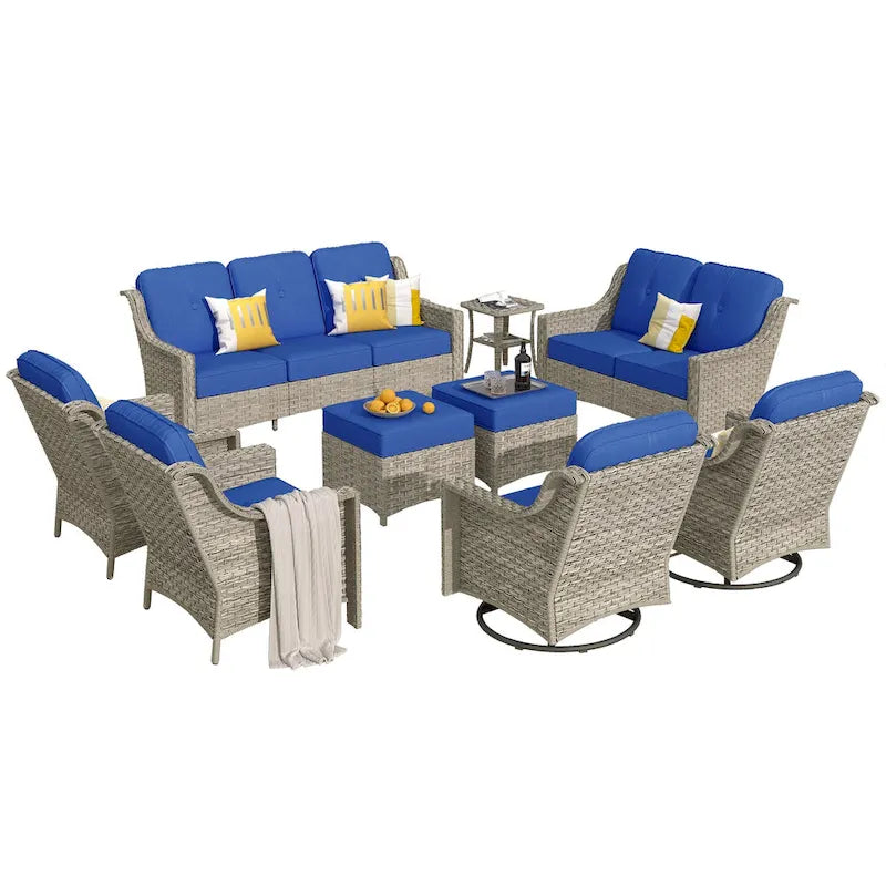 XIZZI 9-delige loungeset voor buiten met draaibare stoel