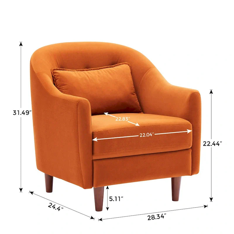 Set van 2 accentfauteuils van 28.34W, fluwelen kuipstoel met poten van massief hout