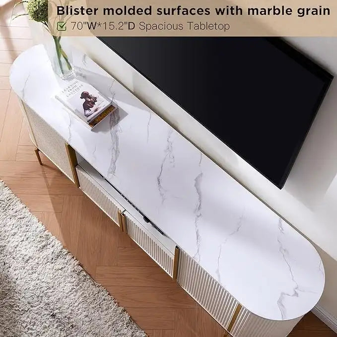 Moderne luxe tv-meubel, entertainmentmeubel met imitatiemarmeren blad