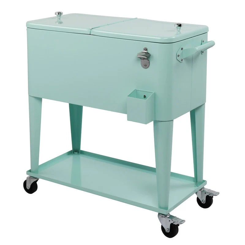 80QT koelbox van ijzer met spuitafwerking en plank