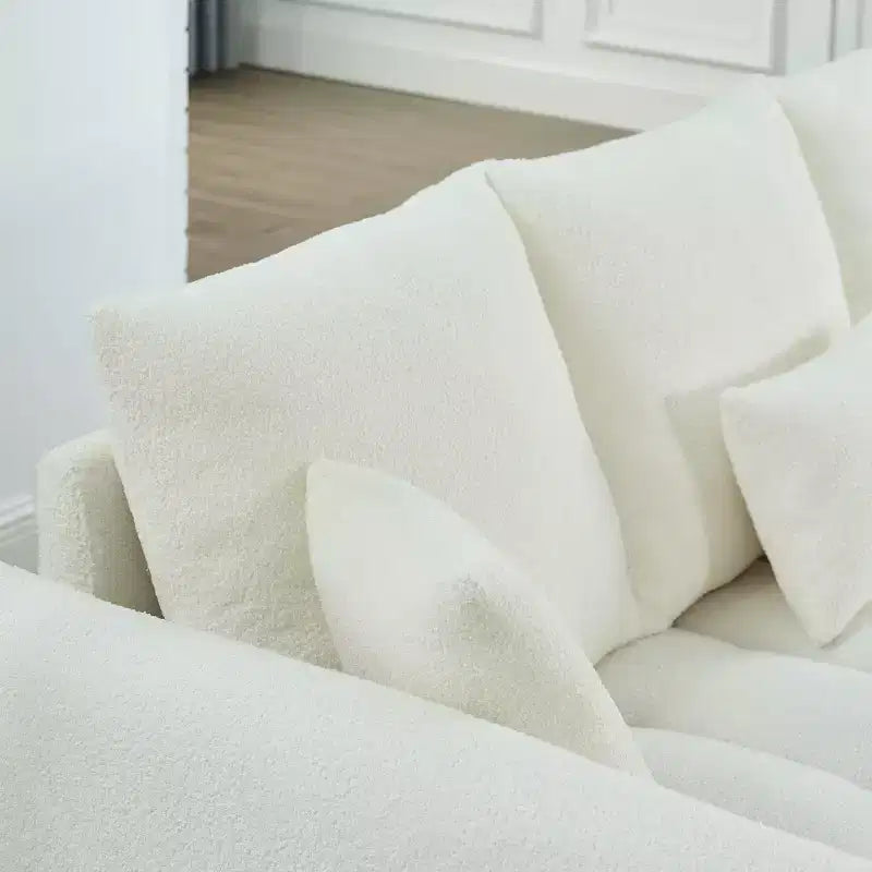 Nowoczesna 3-osobowa sofa GDFStudio Alanna 79.5 z tapicerką z tkaniny teddy i poduszkami