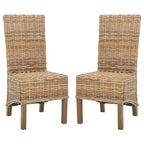 Set van 2 eetkamerstoelen van naturel rotan, 19W x 22D x 41H, boho-kuststijl