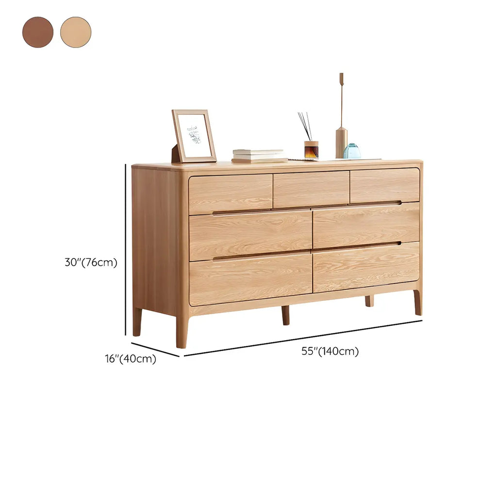 Commode double traditionnelle en chêne naturel pour chambre à coucher
