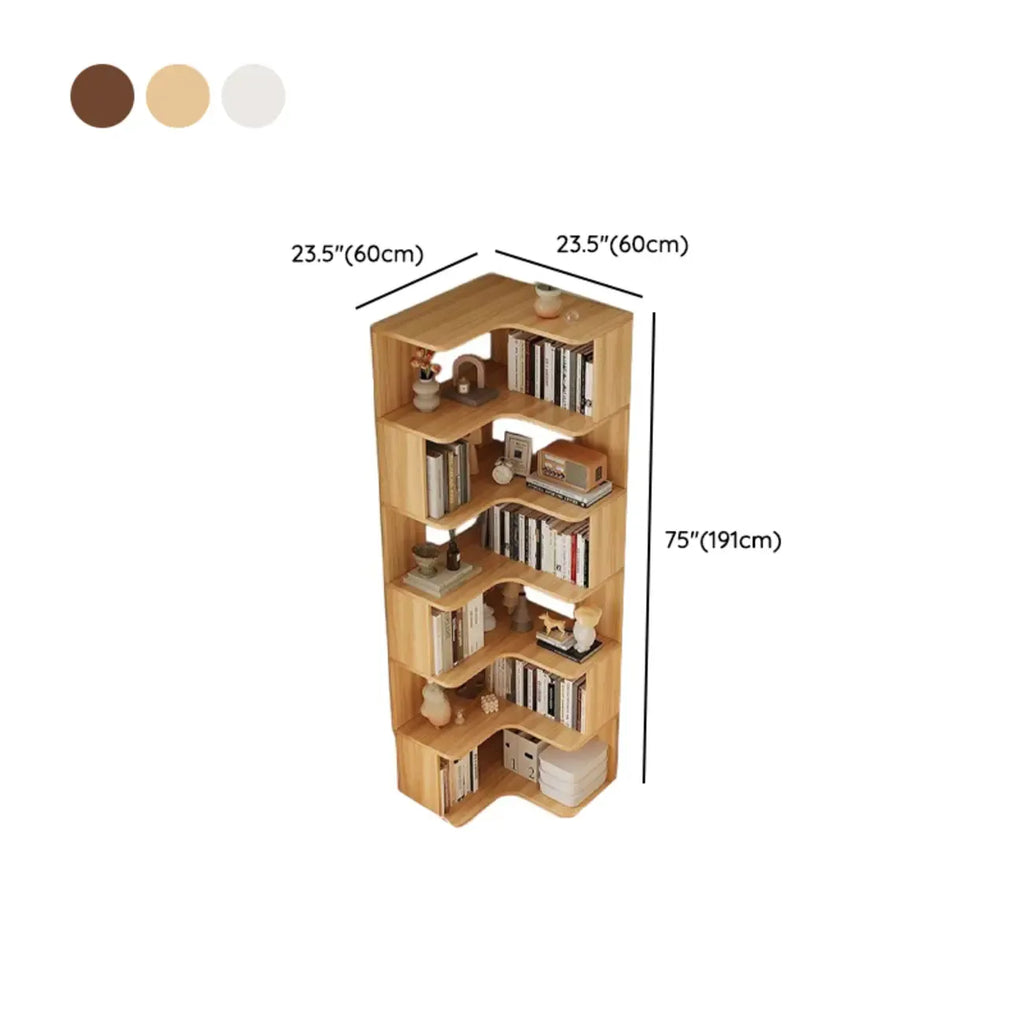 Libreria angolare in legno ingegnerizzato con 6 ripiani