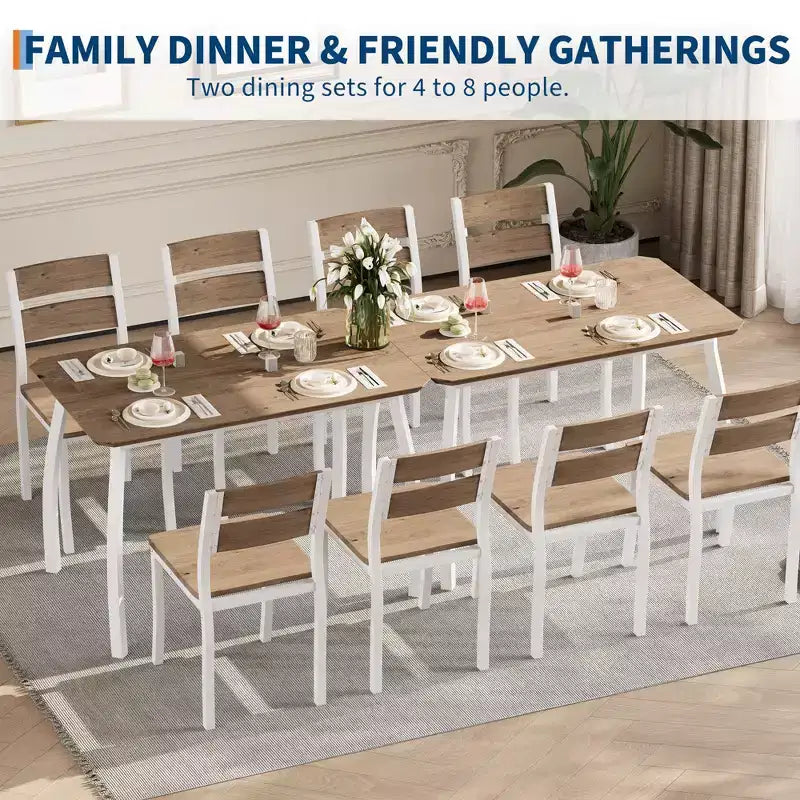 5-teiliges Küchenmöbel-Set mit Metallgestell, Tisch und Stühlen, mit abgeschrägtem Design