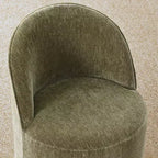 Conjunto de jantar moderno para 6 pessoas, mesa redonda com pé central, cadeiras giratórias tipo barril com rodas, chenille texturizado - Panipeachy