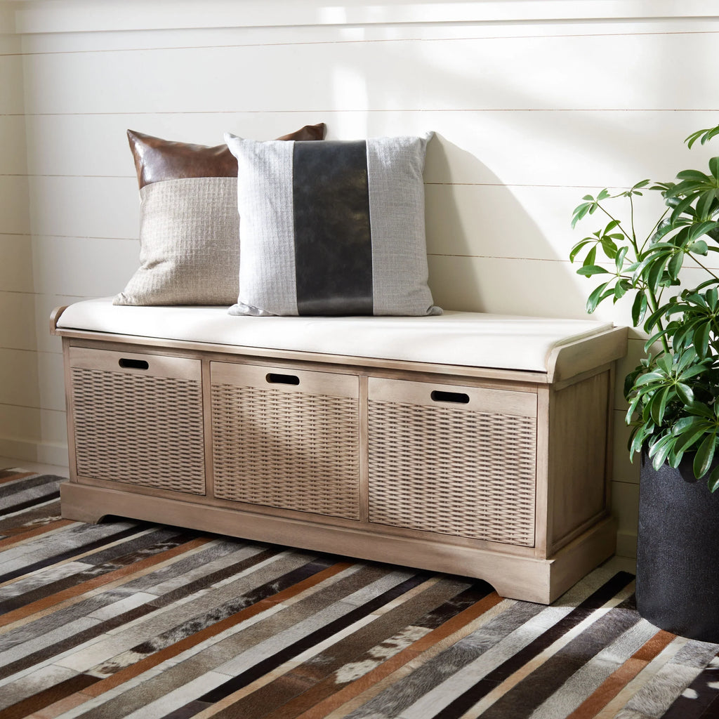 Panca contenitore SAFAVIEH Fiorello a 3 cassetti con cuscino - 47.3 W x 15 L x 19 H - 47Wx15Dx19H
