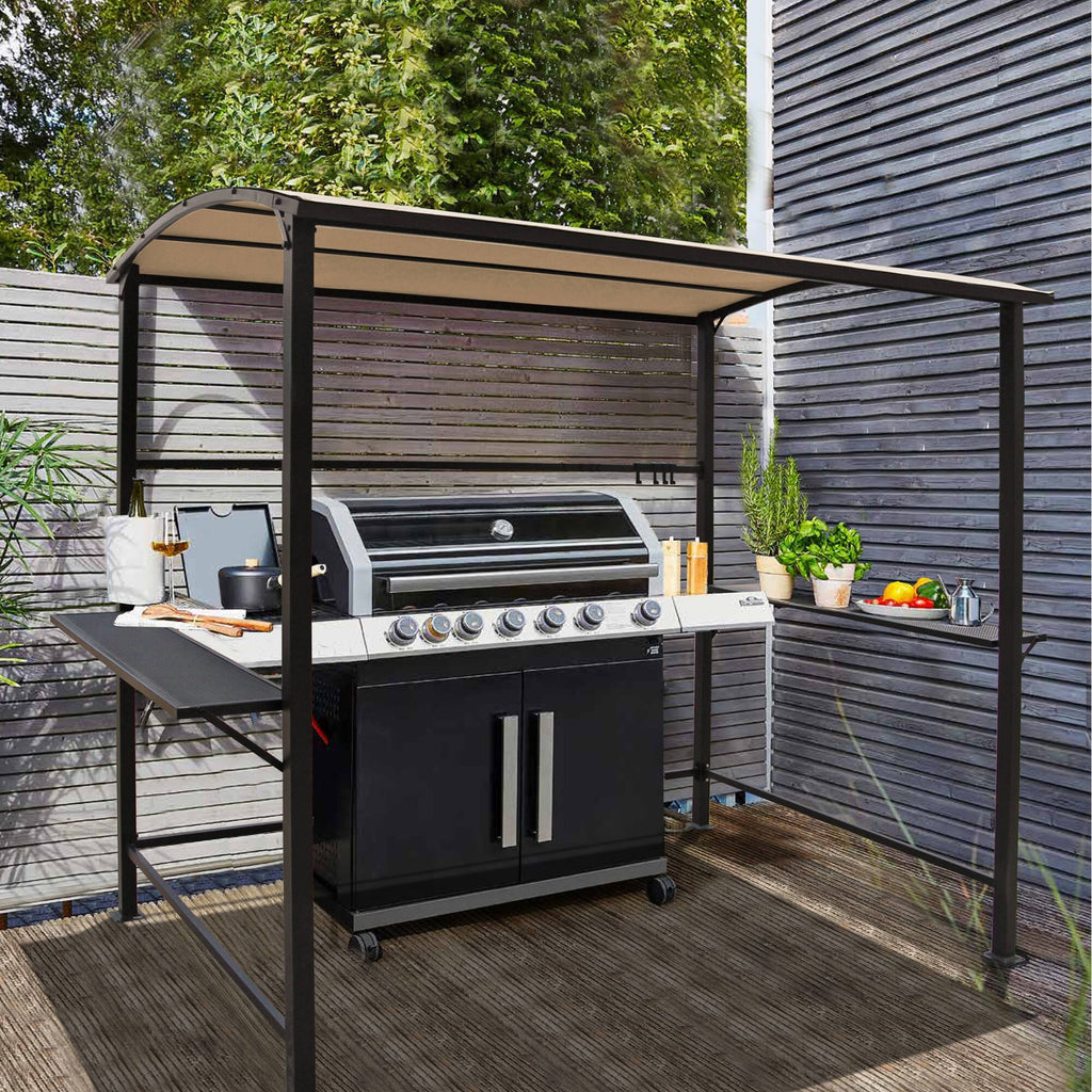 Grillpavillon mit Vordach für den Außenbereich, Stahlrahmen, 5 ft. x 8 ft.