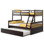 Gymax Etagenbett mit Einzelbett oben und Doppelbett unten, mit ausziehbarem Einzelbett, umbaubare Plattform