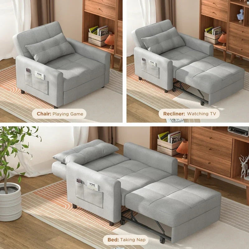 Sofá-cama ajustável 3 em 1, sofá-cadeirão extensível, cama dobrável convertível para sala de estar